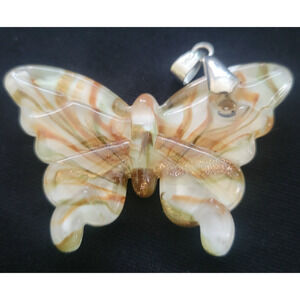 Murano Glass Butterfly Pendant w 18k Gold Plate